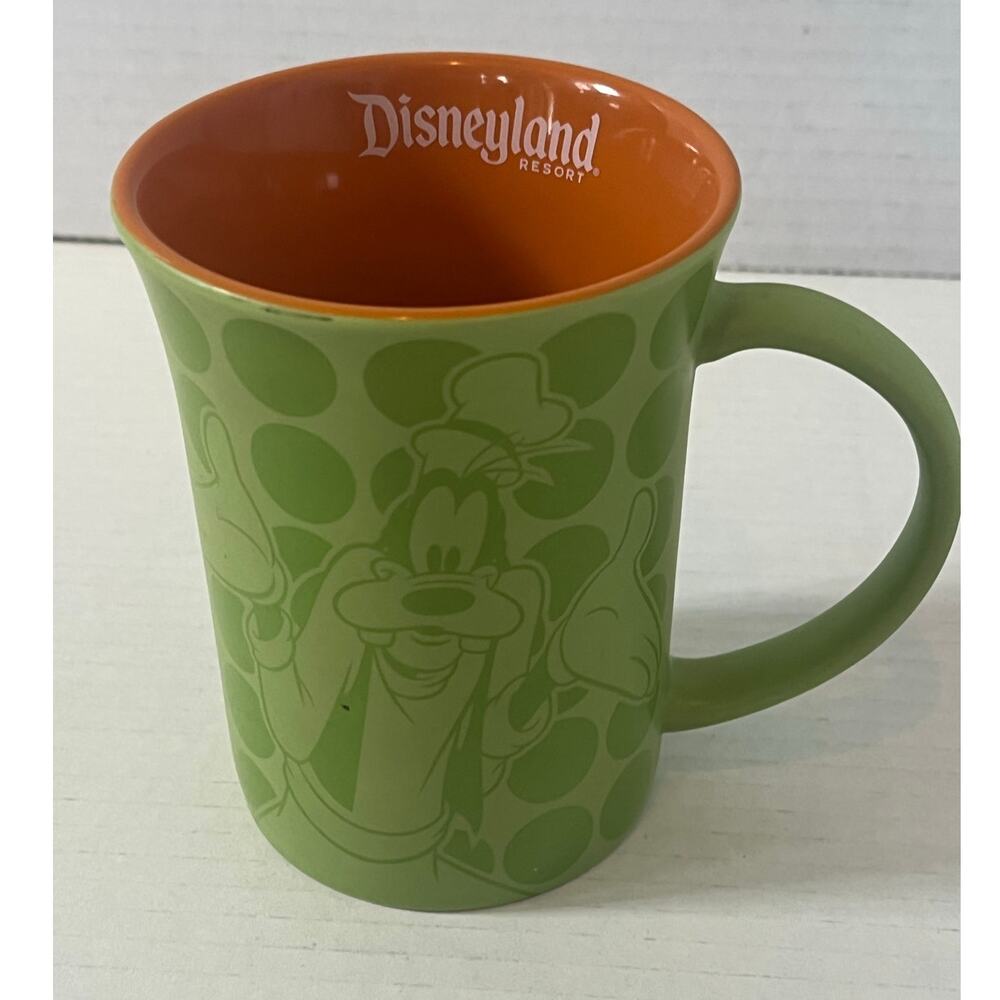 Disneyland Parks Green Orange Goofy Coffee Mug Tea Cocoa Cup 16 oz